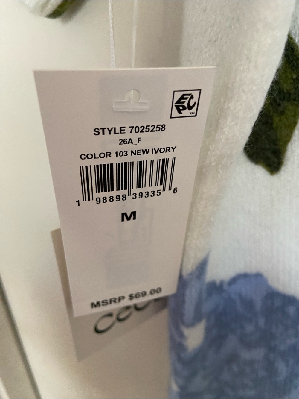 CeCe Cream Knit Top with Blue and Olive Floral Detail - Picture 4 of 5